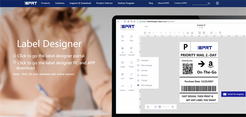 iDPRT Etikettide disainer Software Interface